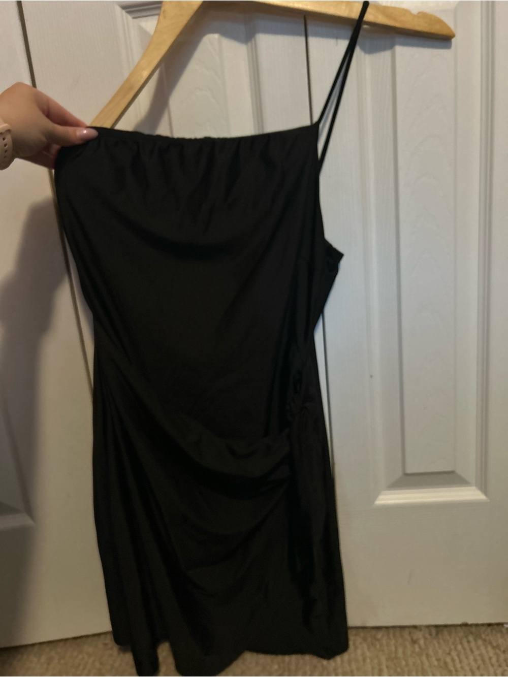 Eclipse One-Shoulder Black Slip Dress
